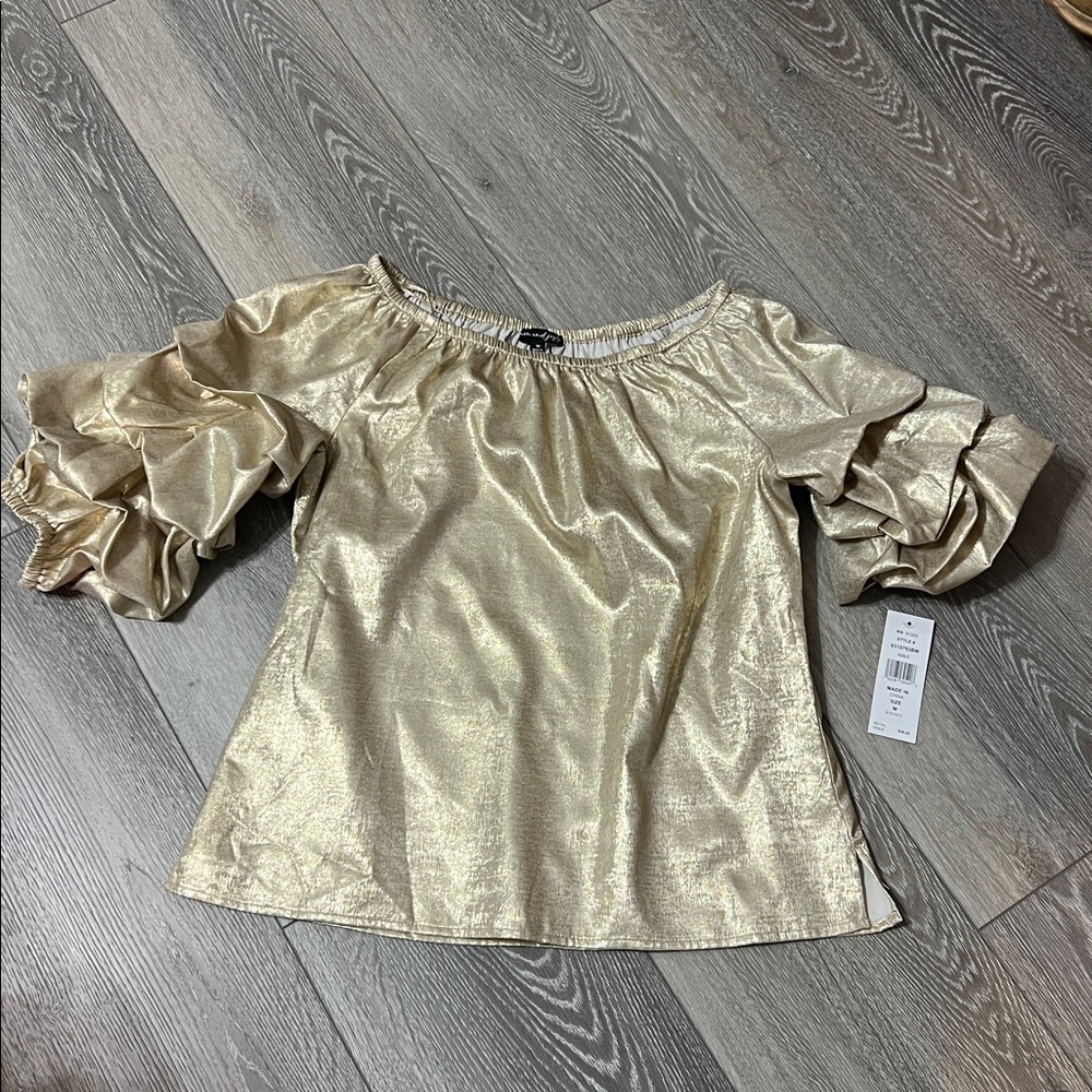 Sam and Jess Elegant Gold Off-Shoulder Blouse